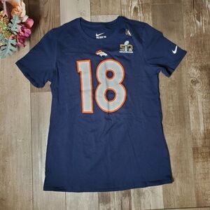 Nike Denver Broncos Football Peyton Manning T-Shirt Size Large NWOT Blue Orange